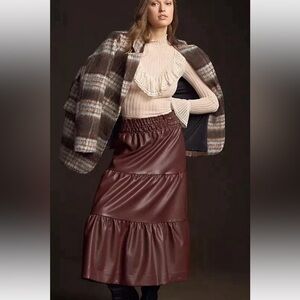 Anthropologie • The Somerset Maxi Skirt Faux Leather Edition (XS-runs big)